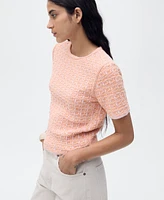 Mango Women's Tweed Short Sleeve Sweater