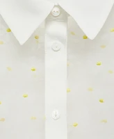 Mango Women's Floral Embroidered Semi-Transparent Shirt