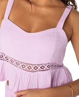 Roxy Juniors' Island Time Cotton Tiered Cropped Top