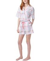 Hue Women's Plaid Seersucker Short-Sleeve Boxer Pajama Set