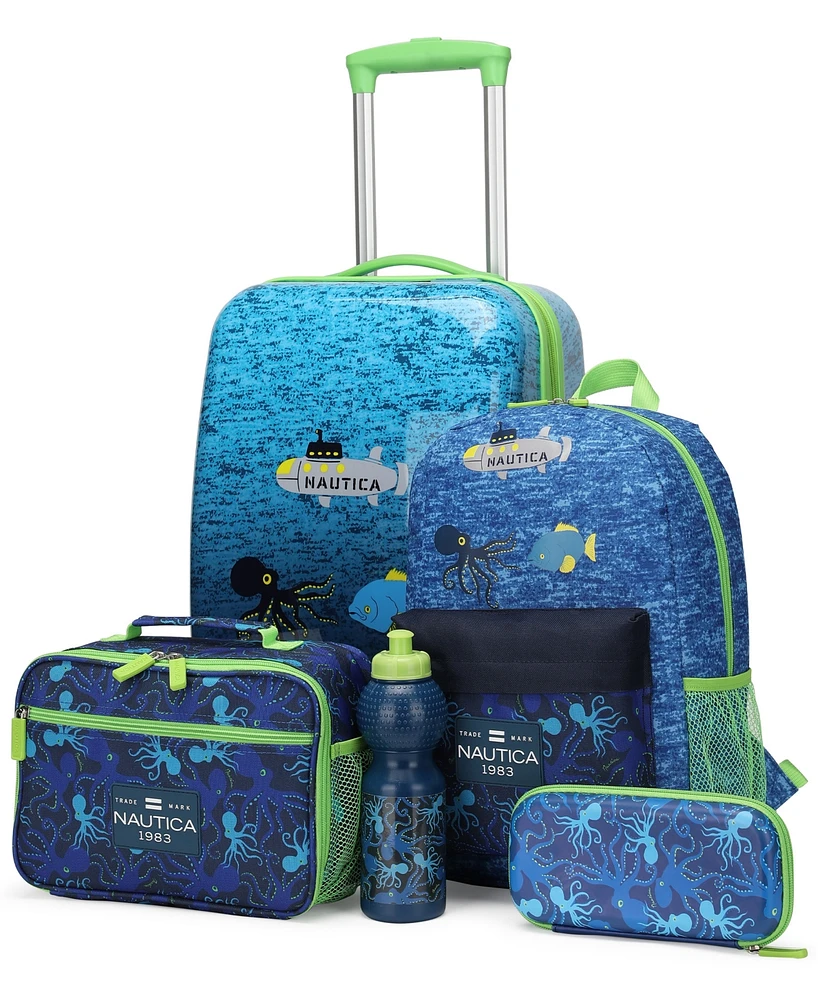 Nautica Kids Adventure 5-Piece Back to School Carry-On Luggage Set