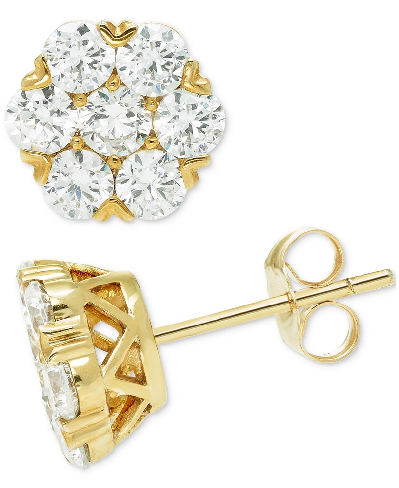 Diamond Cluster Stud Earrings (2 ct. t.w.) in 14k Yellow Gold