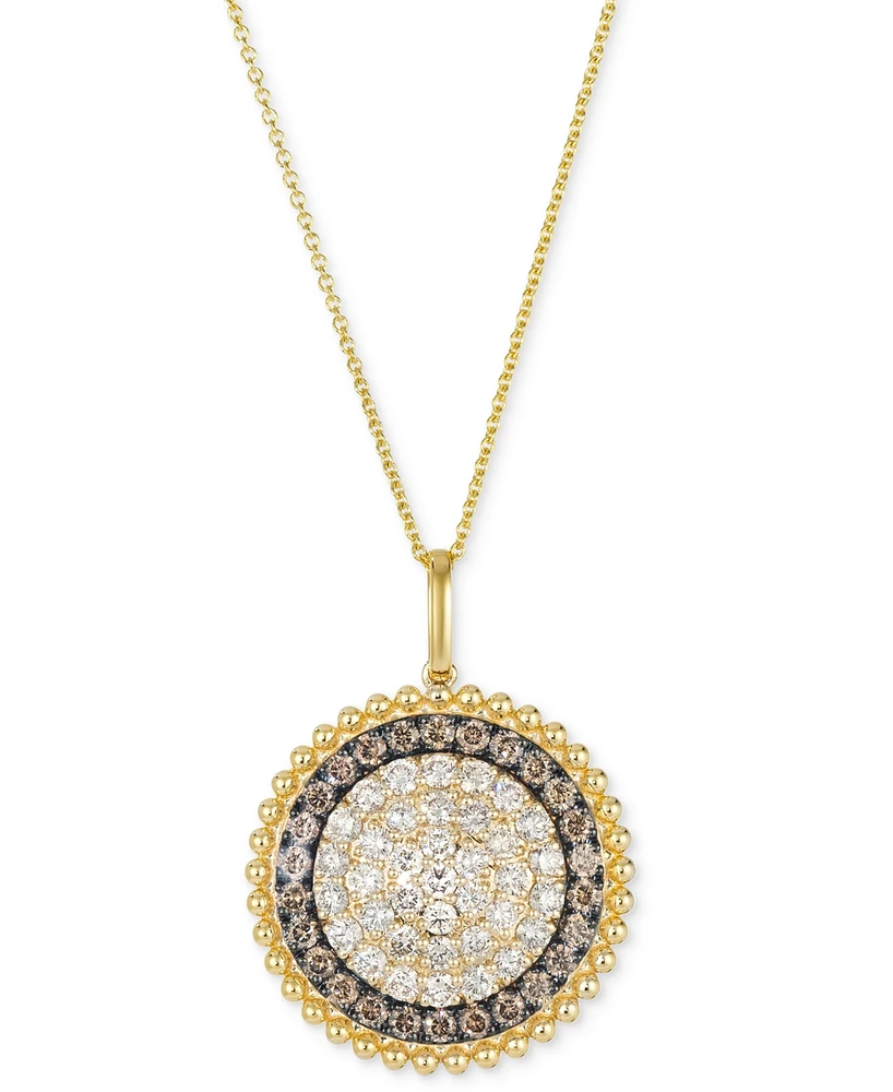 Le Vian Nude Diamond (1-1/5 ct. t.w.) & Chocolate Diamond (5/8 ct. t.w.) Circle Pendant Necklace in 14k Yellow Gold, 20"