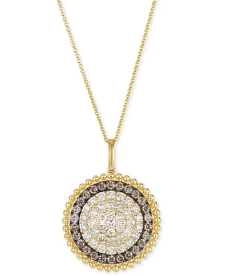Le Vian Nude Diamond (1-1/5 ct. t.w.) & Chocolate Diamond (5/8 ct. t.w.) Circle Pendant Necklace in 14k Yellow Gold, 20"