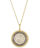 Le Vian Nude Diamond (1-1/5 ct. t.w.) & Chocolate Diamond (5/8 ct. t.w.) Circle Pendant Necklace in 14k Yellow Gold, 20"