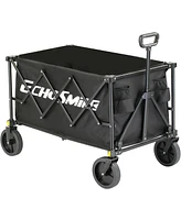 EchoSmile Heavy Duty 350 Lbs Capacity Collapsible Wagon, Outdoor Folding Camping Wagons, Grocery Portable Utility Cart, Adjustable Rolling Carts, All