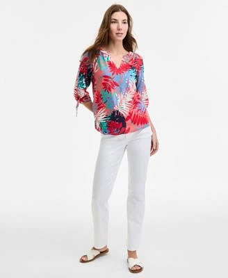 Jones New York Womens Printed Top Straight Leg Jeans