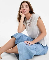 Jones New York Womens Lace Trim Top Tiered Skirt