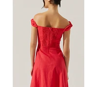 Astr the Label Women's Charelin Off-The-Shoulder Linen-Blend Midi Dress