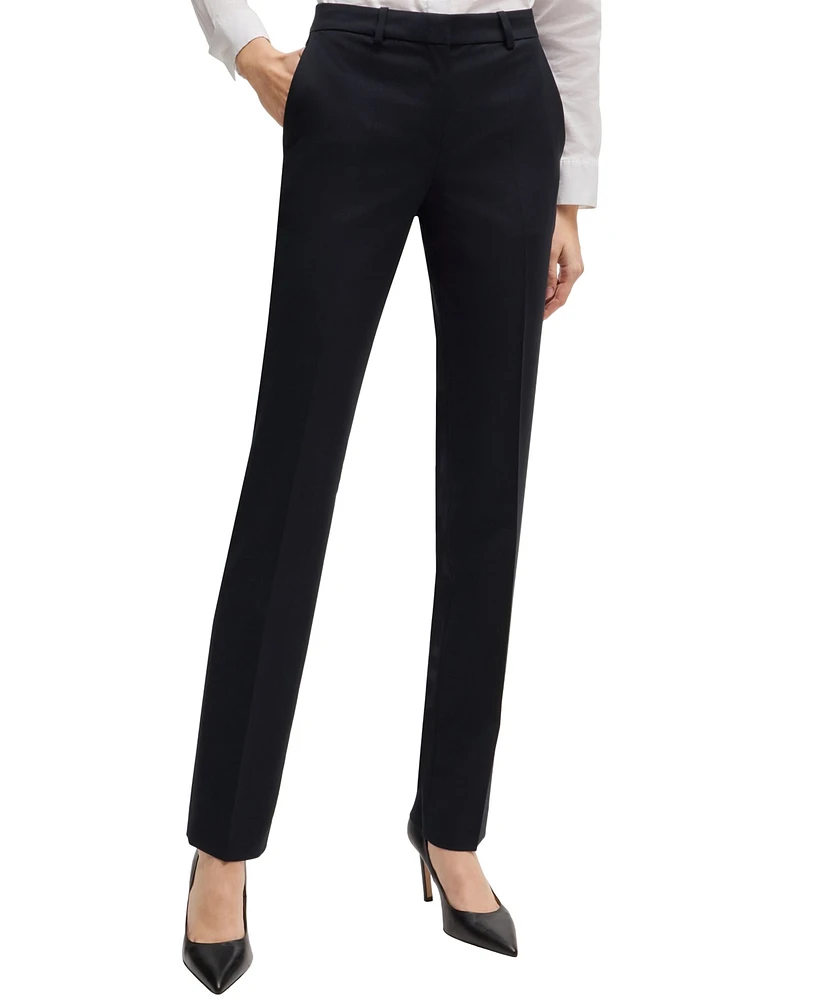 Boss by Hugo Boss Women's Virgin Wool Regular-Fit High-Rise Pants