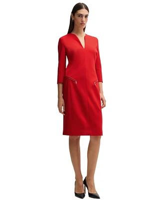 Boss by Hugo Women's Cropped Sleeve V-Neck Dress