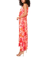Msk Women's Printed Chiffon Blouson Maxi Dress