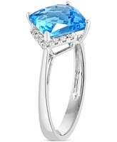 Lali Jewels Swiss Blue Topaz (3-3/8 ct. t.w.) & Diamond (1/20 ct. t.w.) Ring in 14k White Gold