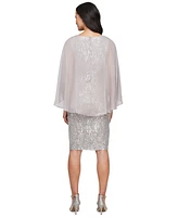 Sl Fashions Petite Cape-Overlay Sequin Sheath Dress
