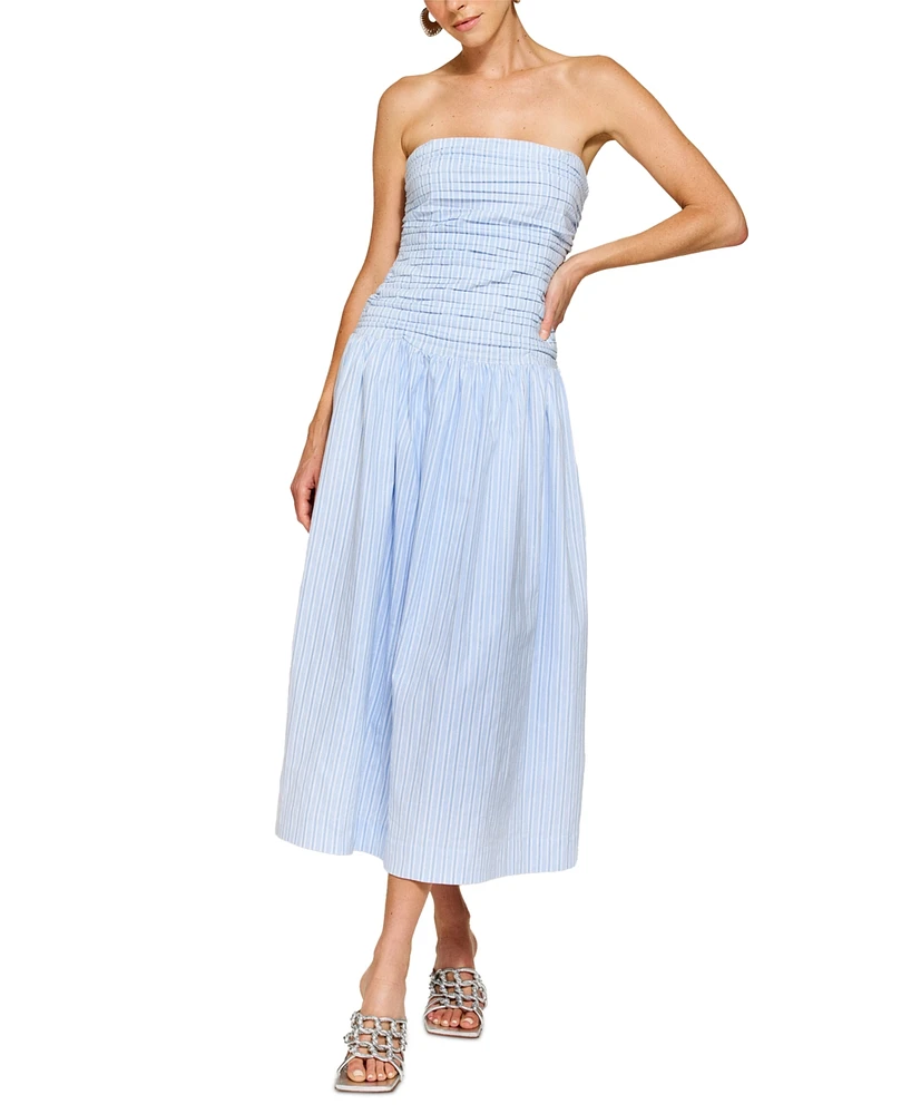 Line & Dot Women's Darra Striped Strapless Midi Dress