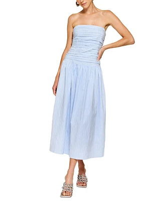 Line & Dot Women's Darra Striped Strapless Midi Dress