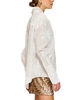 Line & Dot Women's Emberly Embroidered Cotton Button-Front Shirt