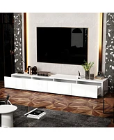 Tv stand with 4 drawers, media console with feet, entertainment center in white wood