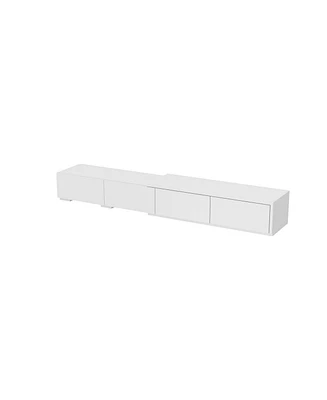 Tv stand with 4 drawers, media console with feet, entertainment center in white wood