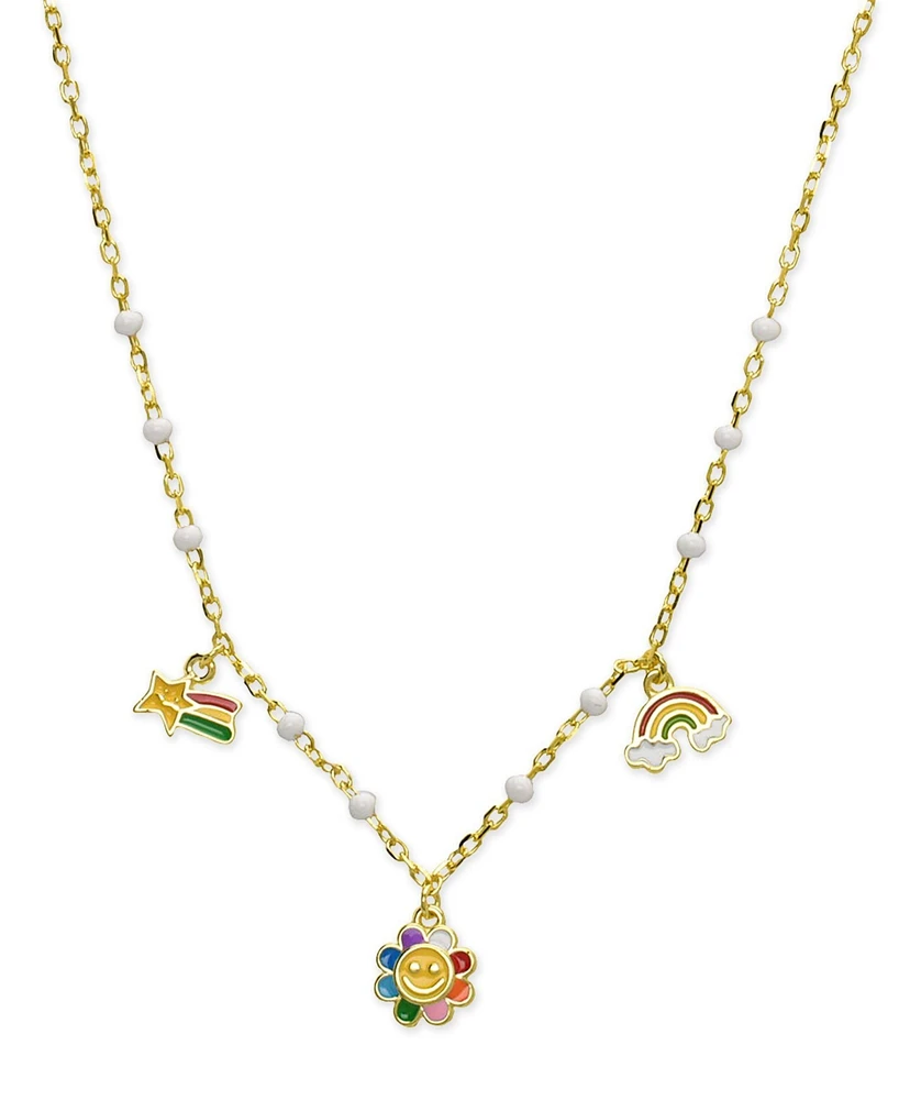 Lily Nily Girls Enamel Rainbow Charm Necklace in 18K Gold over Sterling Silver