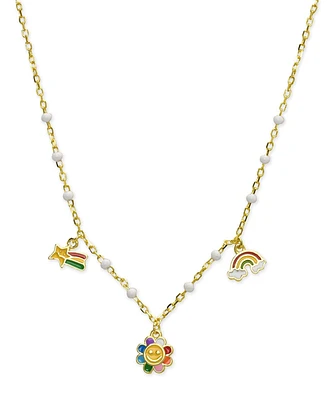 Lily Nily Girls Enamel Rainbow Charm Necklace in 18K Gold over Sterling Silver