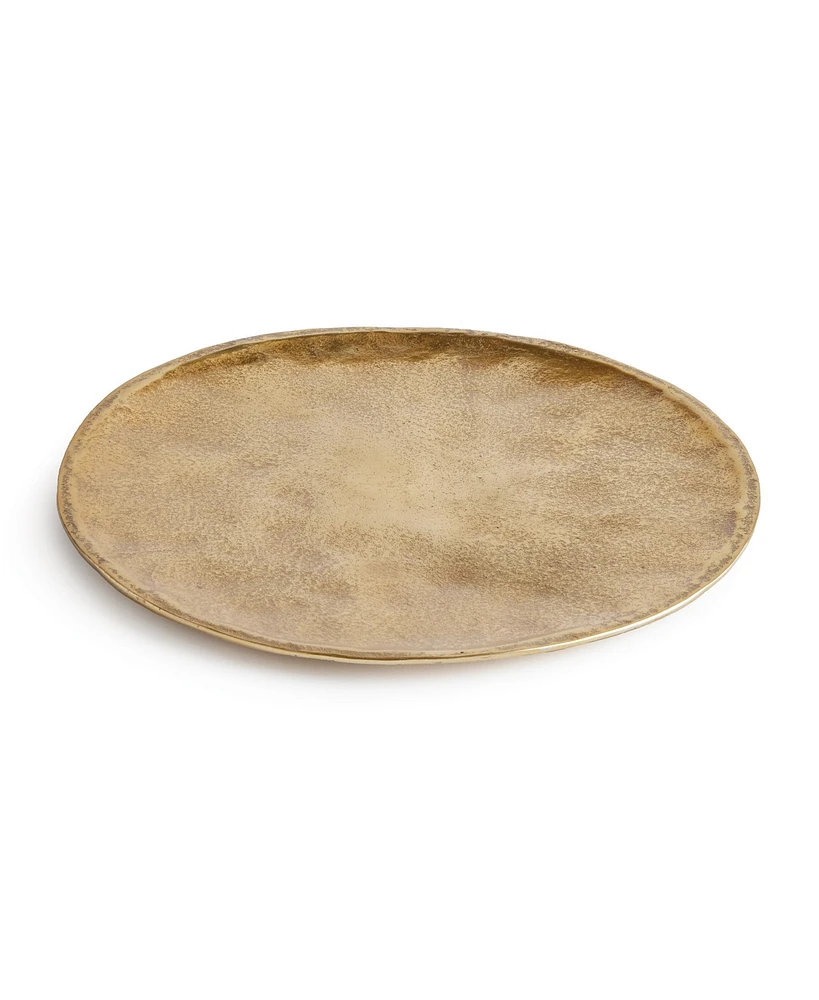 16.75" Veda Decorative Cast Aluminum Round Tabletop Centerpiece Tray