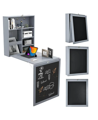 Convertible Wall Mounted Table with A Chalkboard