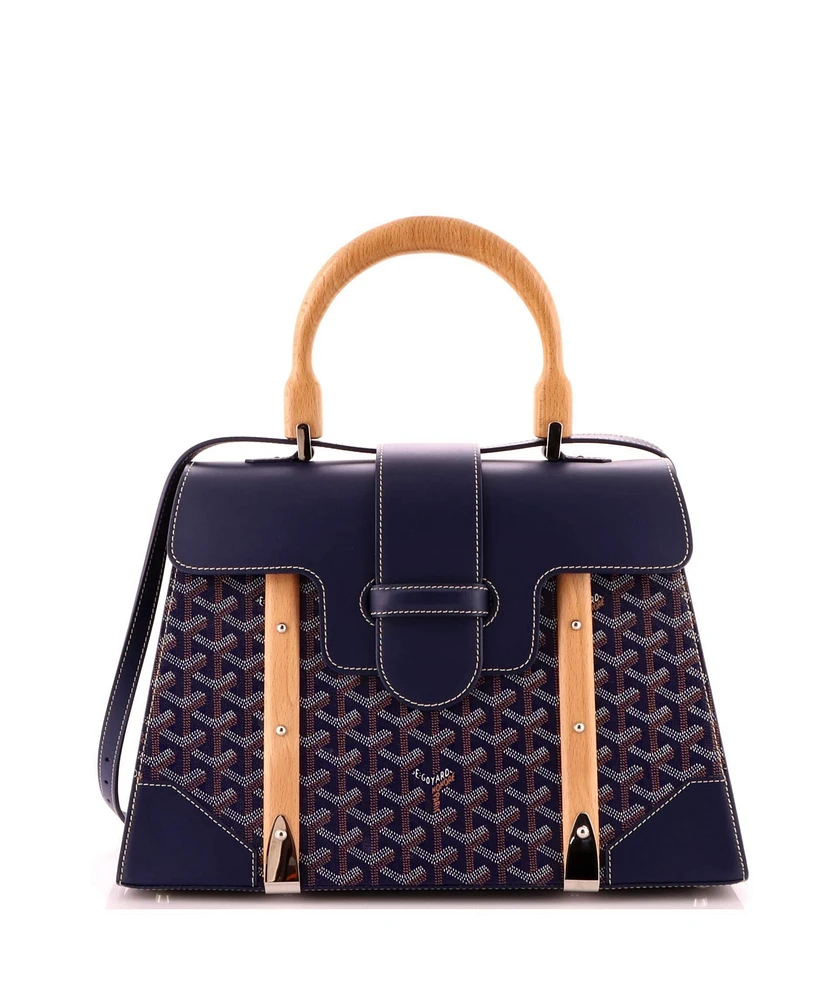 Pre-Owned Goyard Mm Saigon Top Handle Bag Coated Canvas with Leather