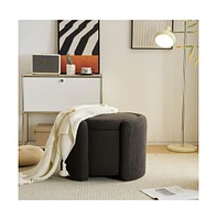 Boucle Storage Ottoman – Soft Lamb Fleece Footrest with Hidden for Living Room or Bedroom, Durable and Stylish Design-The Pop Home