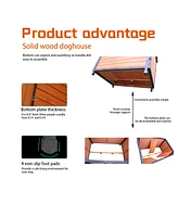 46"Dog House Outdoor & Indoor Wooden Dog Kennel for Winter with Raised Feet Weatherproof for Large Dogs(Gold red and black)Pvc waterproof roof(L)