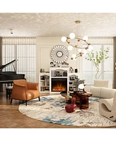 23" electric fireplace, recessed fireplace, 1500 watts, white Tv cabinet with seven storage compartments