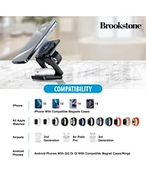 Brookstone Ultra Compact Foldable 3-in-1 Wireless Charging Station for Phone, Apple Watch, and Airpods