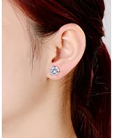 Sterling Silver Cubic Zirconia Solitaire Stud Earrings