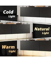 Wooden Tv stand with 3 drawers, wall-mountable media console, entertainment center with light strip