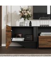 Cabinet with Tv stand, media console with two drawers and two doors, wooden entertainment center