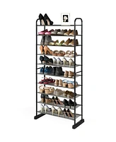 10-Tier Free-Standing Metal Frame Shoe Rack