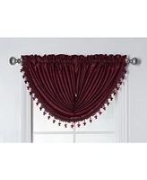 Kate Aurora 9 Piece Rod Pocket Semi Sheer Burgundy Window Curtains & Tasseled Valance Set