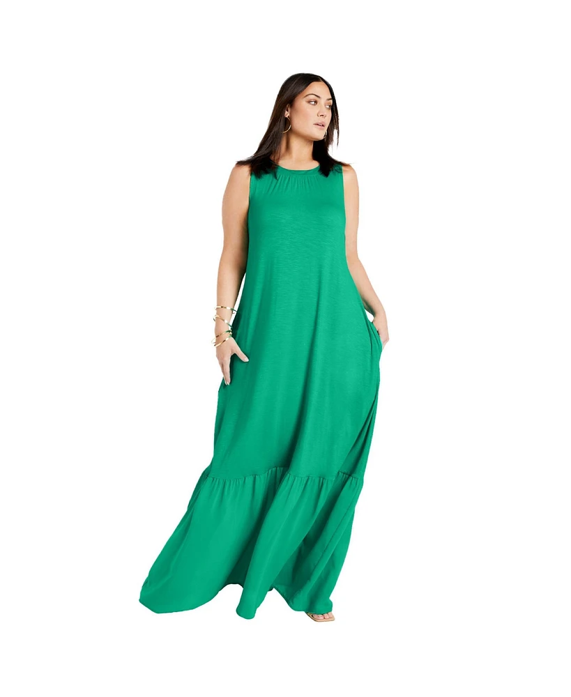 June + Vie Plus Size June + Vie Ruffle Hem Maxi Dress