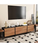 Tv stand with 2 doors and 2 drawers, media console with legs, wooden entertainment center