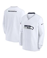 Nike Men's White Seattle Seahawks 2023/24 Sideline Repel V-Neck Long Sleeve Pullover Windshirt