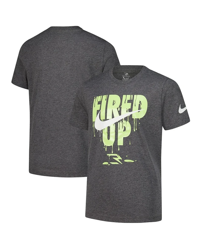 Nike Big Boys and Girls 3BRAND by Russell Wilson Heather Charcoal Fired Up Drip T-Shirt