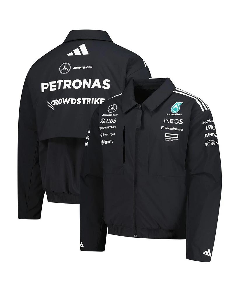 Adidas Men's Black Mercedes-amg Petronas F1 Team Wear Loose Full-Zip Jacket