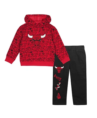 Outerstuff Toddler Red Chicago Bulls Give and Go Pullover Hoodie Sweatpants Set