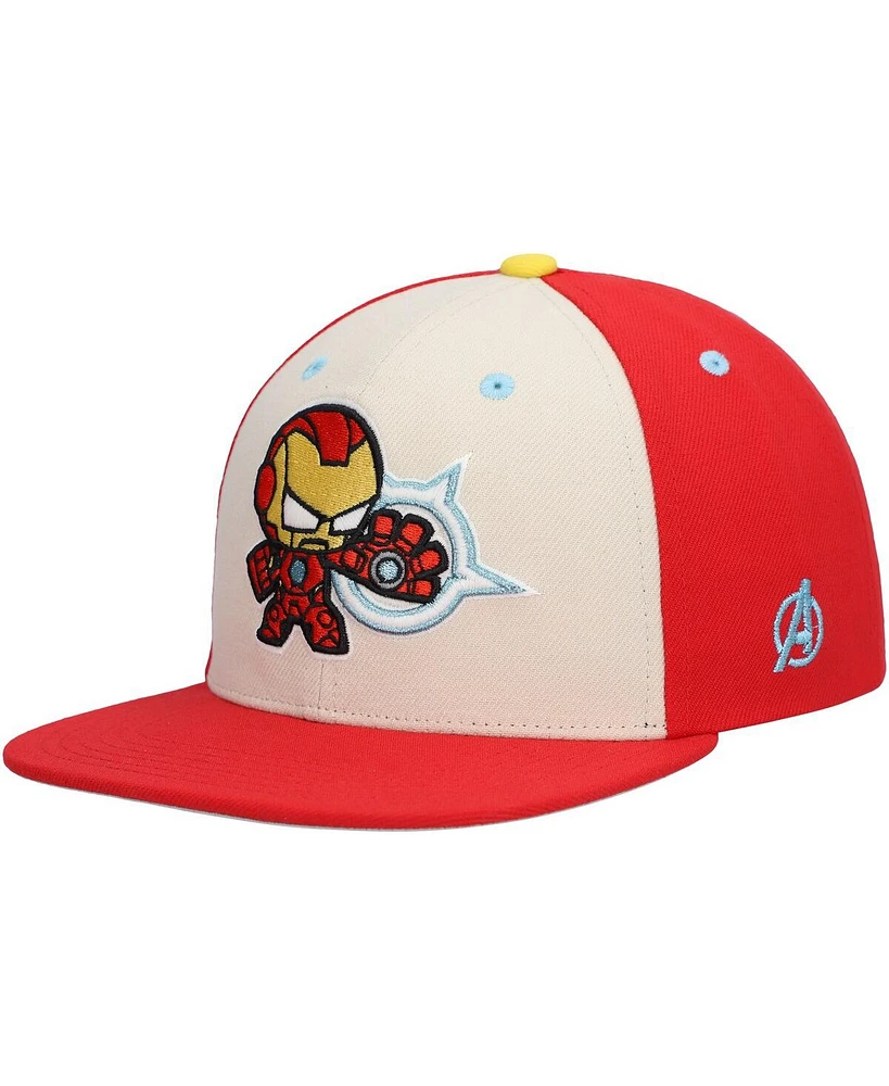 Lids Big Boys and Girls Cream Iron Man Chibi Glow-in-the-Dark Snapback Hat