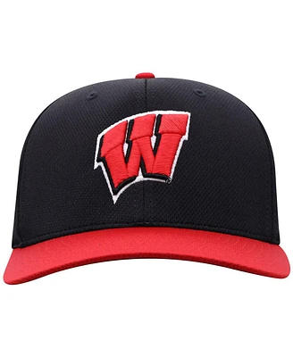 Top of the World Men's Black Wisconsin Badgers Reflex Fitted Hat