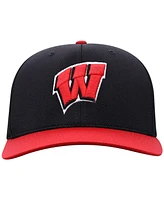 Top of the World Men's Black Wisconsin Badgers Reflex Fitted Hat