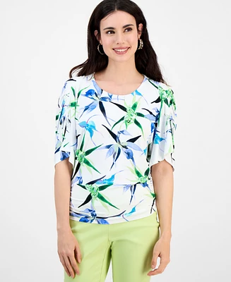 I.n.c. International Concepts Petite Printed Scoop-Neck Top, Exclusively at Macy's