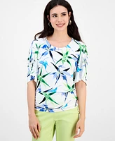 I.n.c. International Concepts Petite Printed Scoop-Neck Top, Exclusively at Macy's