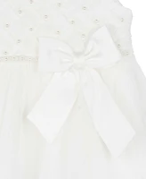 Rare Editions Baby Girls Tiered Pearl Sleeveless Dress