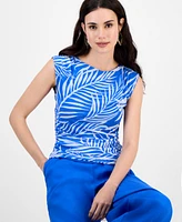I.n.c. International Concepts Petite Printed Side-Ruched Mesh Tank Top, Exclusively at Macy's